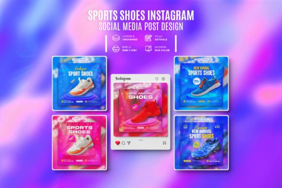 Dynamic Sports Shoes Instagram Post Templates for Athletes