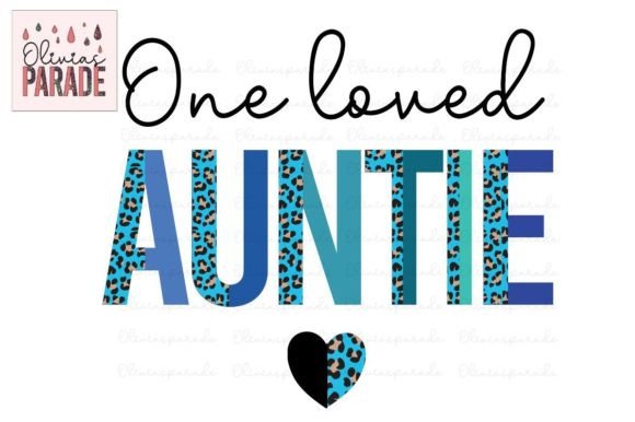 One Loved Auntie Blue Leopard Print Png for Creative Projects